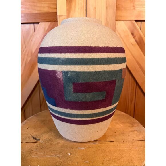 SUNWEST ARTS LTD SIGNED ORIGINALS NM USA NAVAJO INDIAN SAND ART VASE 10” - Picture 4 of 6